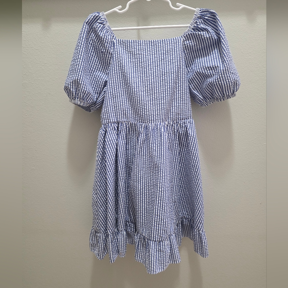 Rare Editions Blue and White Gingham Kids Dress